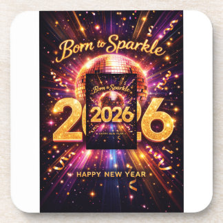 Born to Sparkle 2026 Disco-Kugel Frohes Neues Jahr Getränkeuntersetzer