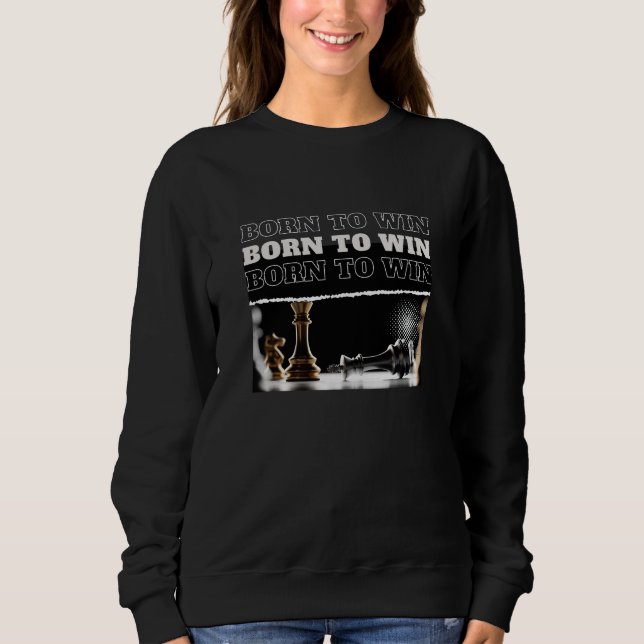 BORN TO WIN Chess Victory Hoodie – Motivational (Vorderseite)