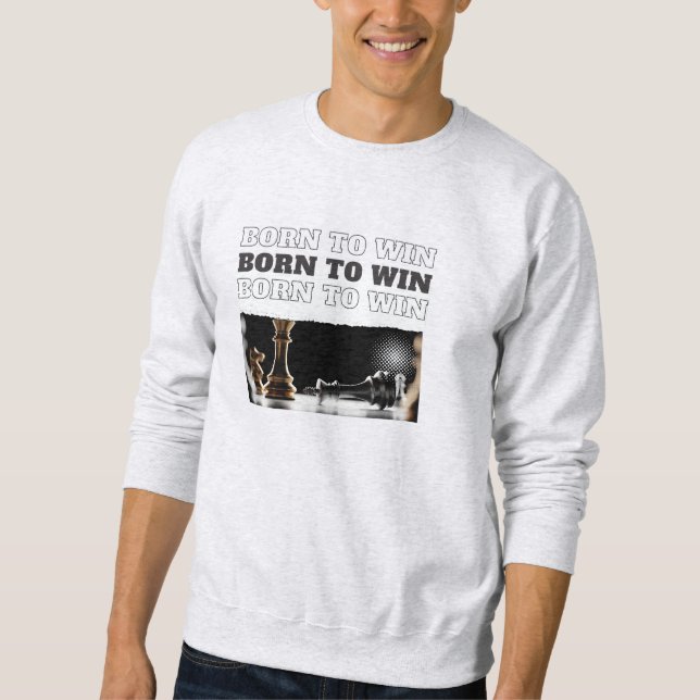 BORN TO WIN Chess Victory Hoodie – Motivational (Vorderseite)