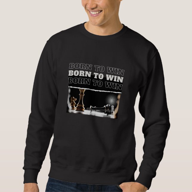 BORN TO WIN Chess Victory Hoodie – Motivational (Vorderseite)