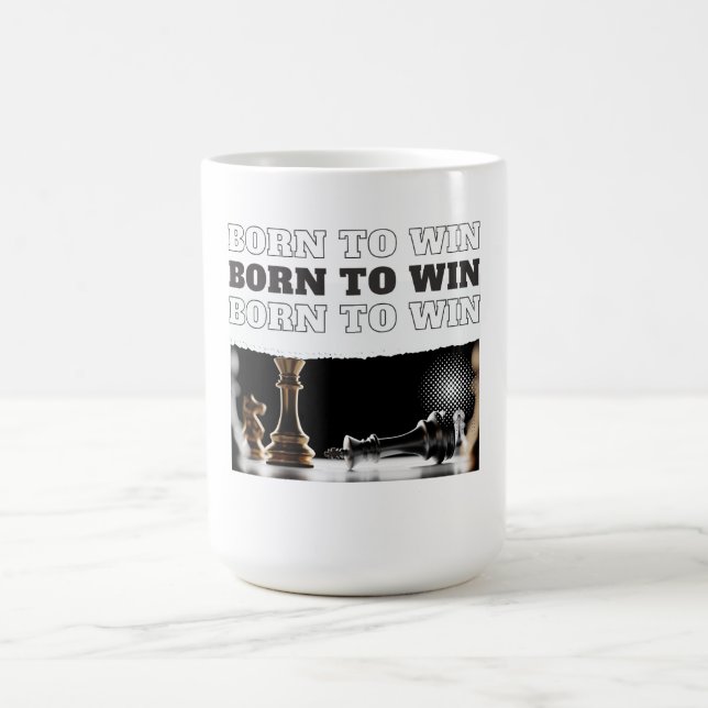 BORN TO WIN Chess Victory – Motivational Kaffeetasse (Mittel)