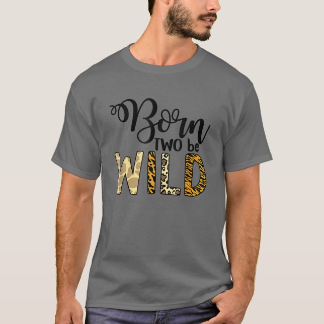 Born Two Be Wild 2Nd Birthday Zoo Animals Nature T T-Shirt (Vorderseite)