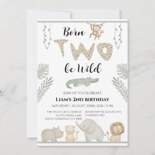 Born Two Be Wild Jungle Safari 2. Geburtstag Einladung