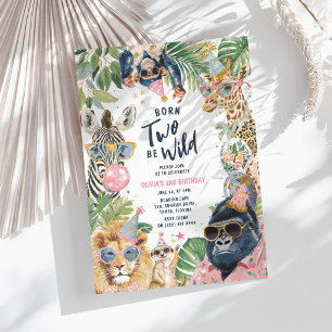 Born Two Be Wild Safari-Tiere 2. Geburtstag Einladung