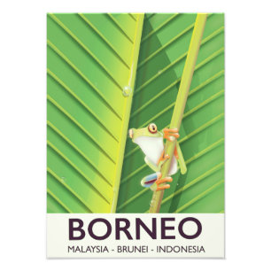 Borneo Giison Frosch Reiseplakat Fotodruck