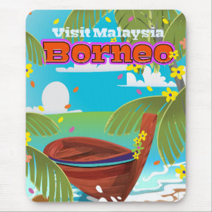 Borneo-Insel-Ferien-Reiseplakat. Mousepad