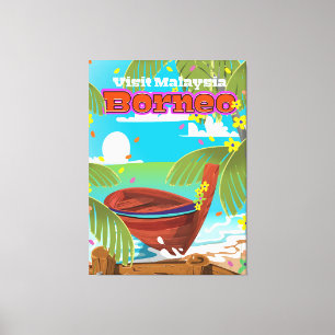 Borneo Island Reiseplakat. Leinwanddruck