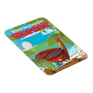 Borneo Island Reiseplakat. Magnet