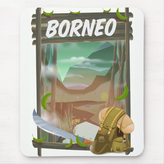 Borneo Jungle Reiseplakat Mousepad (Vorne)