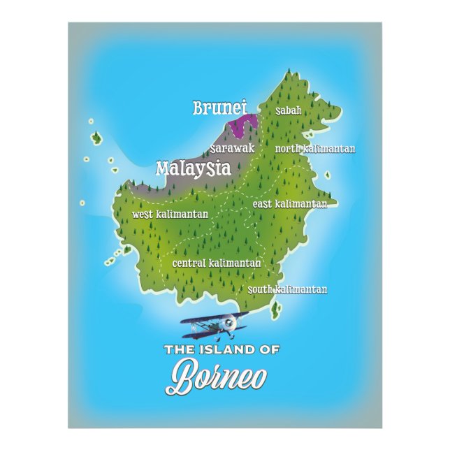 Borneo-Karte Fotodruck (Vorne)