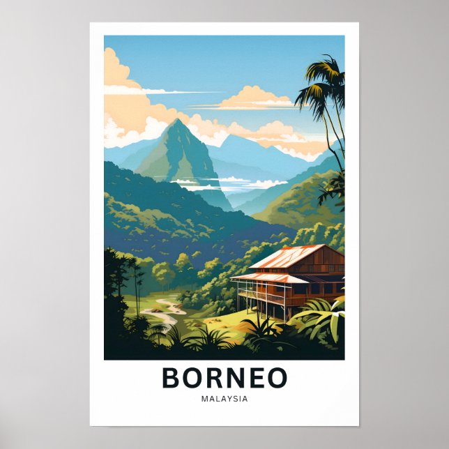 Borneo Malaysia Travel Print Poster (Vorne)