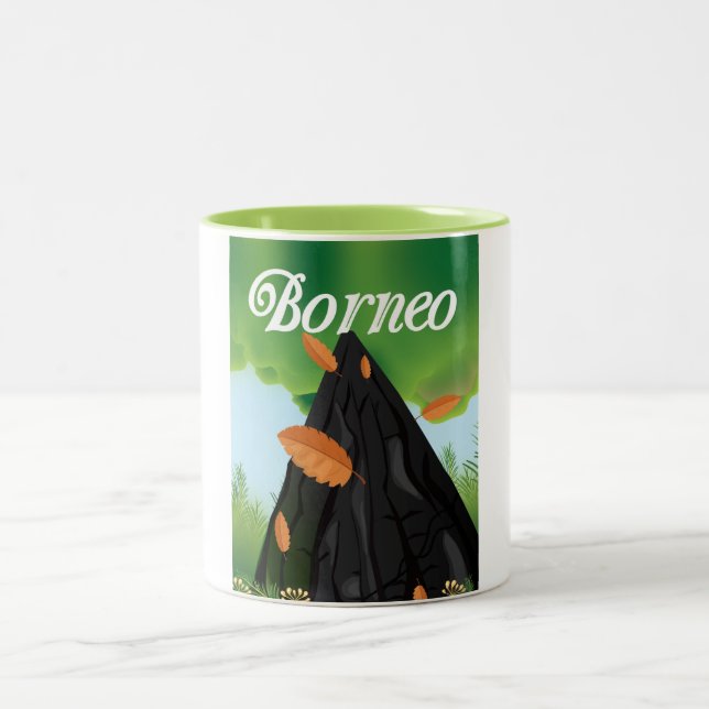 Borneo Rainforest travel poster Zweifarbige Tasse (Mittel)