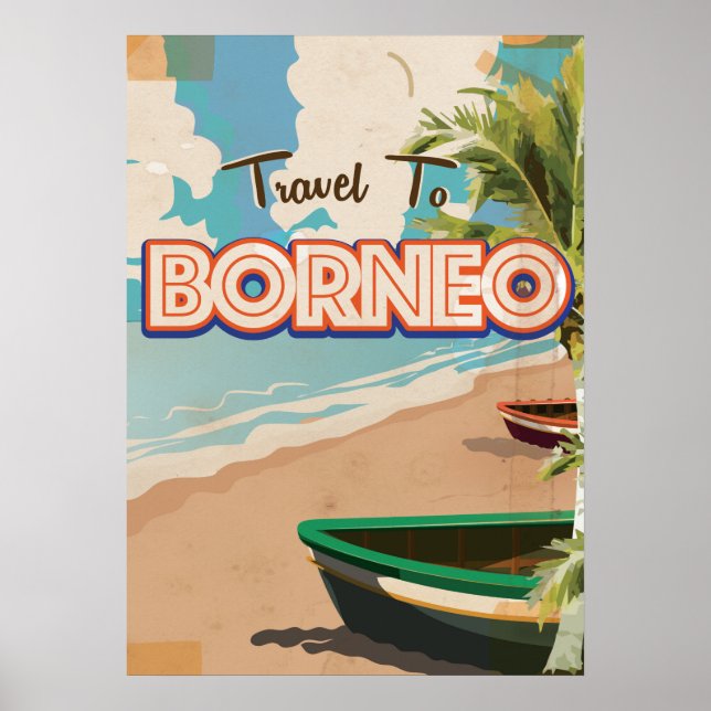 Borneo Vintage Reise Poster Kunst. (Vorne)