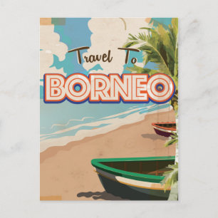 Borneo Vintage Reise Poster Kunst. Postkarte