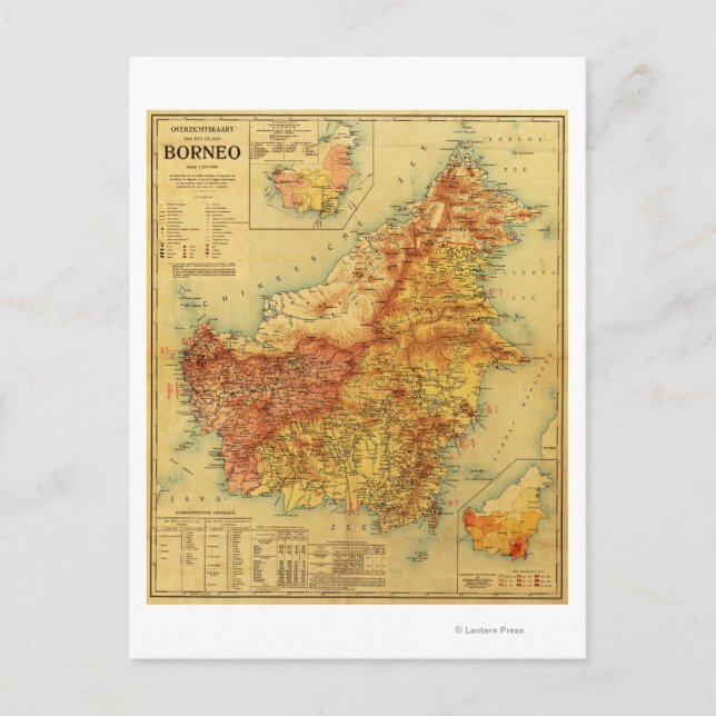 BorneoPanorama KarteBorneo Postkarte (Vorderseite)