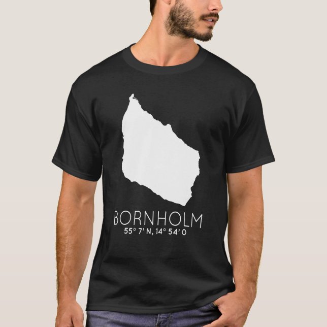 Bornholm Denmark Island Coordinates Dansk Card T-Shirt (Vorderseite)