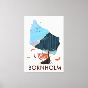 Bornholm Island Viking Map Leinwanddruck