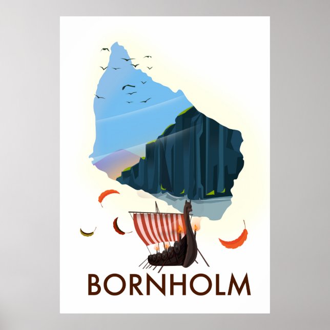 Bornholm Island Viking Map Poster (Vorne)