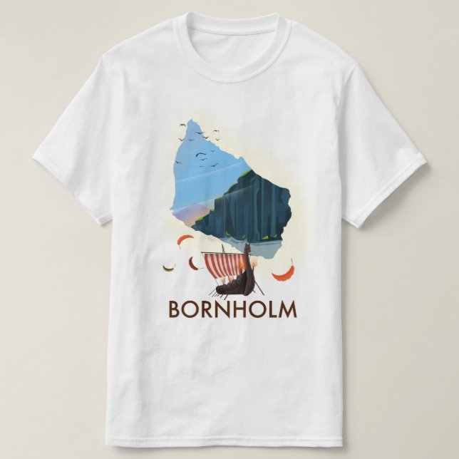 Bornholm Island Viking Map T-Shirt (Design vorne)