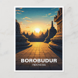 Borobudur Indonesia unesco Welterbe Reise Postkarte