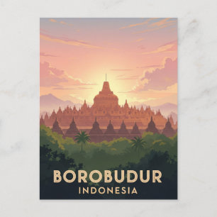 Borobudur Indonesia unesco Welterbe Reise Postkarte