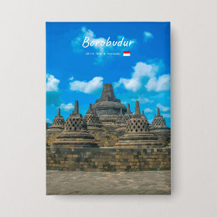 Borobudur, Indonesien - Antiker buddhistischer Tem Button