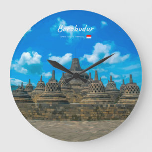 Borobudur, Indonesien - Antiker buddhistischer Tem Große Wanduhr