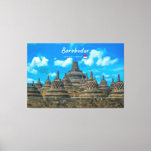 Borobudur, Indonesien - Antiker buddhistischer Tem Leinwanddruck