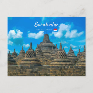 Borobudur, Indonesien - Antiker buddhistischer Tem Postkarte