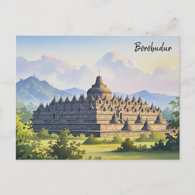 Borobudur Indonesien Reise Postkarte (Vorderseite)
