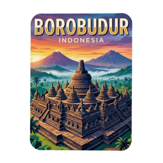 Borobudur-Tempel Indonesien Magnet (Vertikal)