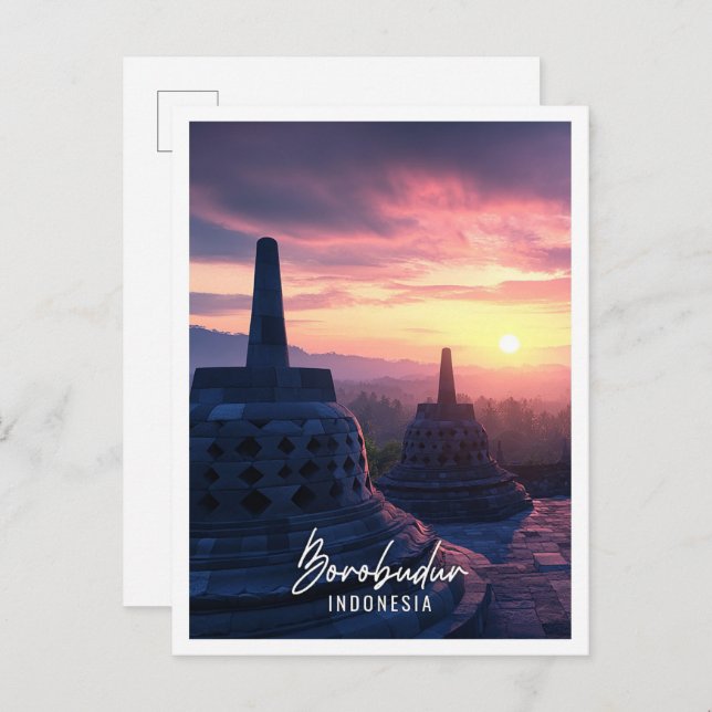 Borobudur Temple Indonesia Postkarte (Vorne/Hinten)