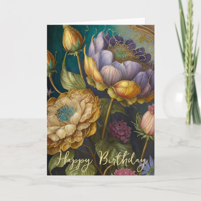 Boroke Blume Geburtstag Karte (Vorderseite)