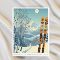 Borovets, Bulgarien Skiurlaub Retro Postcard