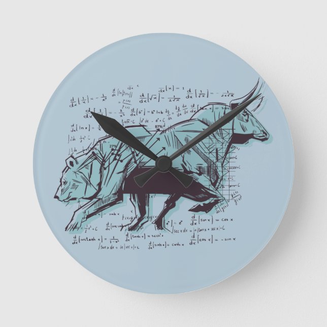 Börsenanalyse Runde Wanduhr (Vorderseite)