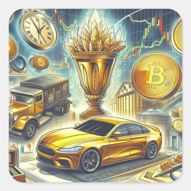 Börsenaufkleber Quadratischer Aufkleber (Vorderseite)