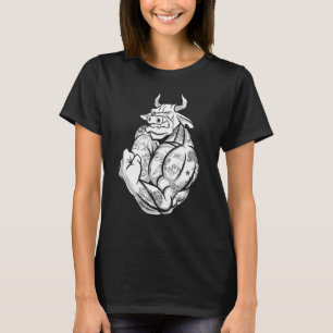 Börsenbulle mit Tattoos-Muskelwandstraße T-Shirt