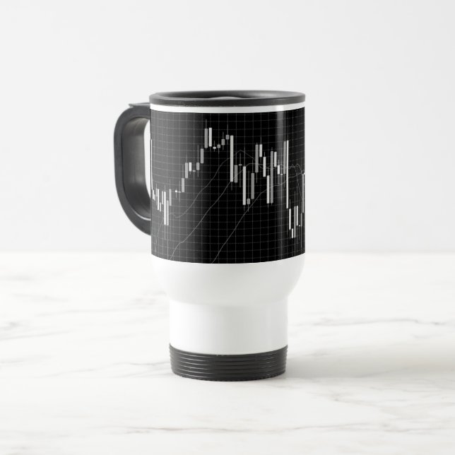 Börsendiagramm für Candlestick Reisebecher (Vorderseite Links)