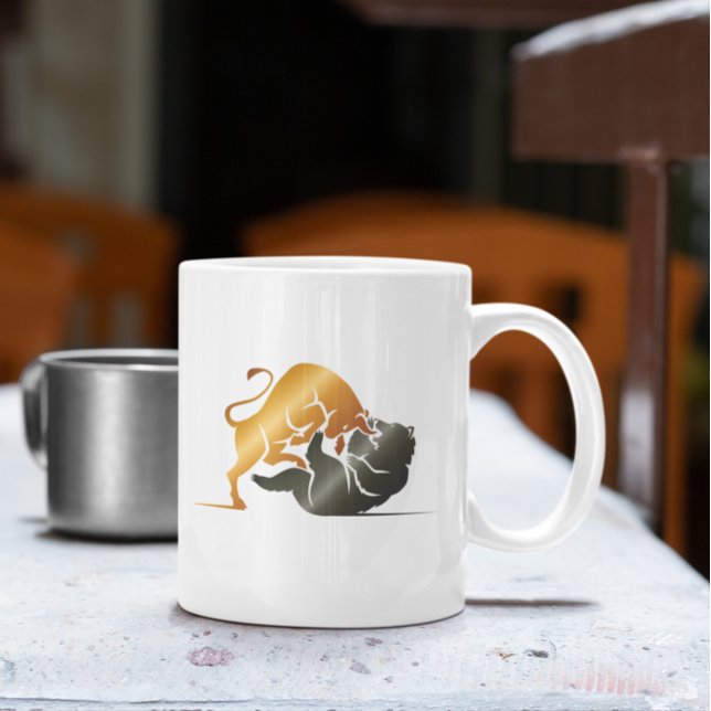 Börsenhandel für Bull- und Bärenmärkte Kaffeetasse (Bull and Bear Stock Market Trading Custom Coffee Mug)