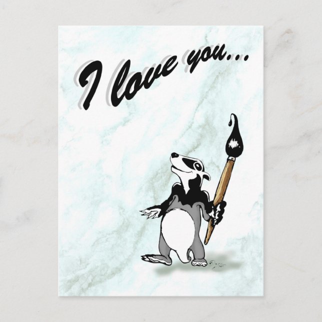 Bortel the Badger - Ich Liebe Sie Postcard Postkarte (Vorderseite)