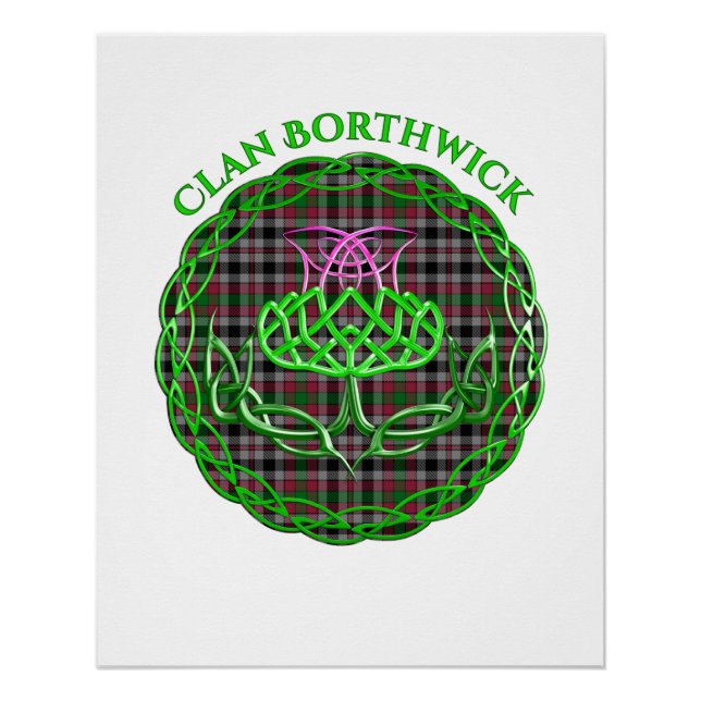 Borthwick Scottish Tartan Celtic Thistle Poster (Vorderseite)
