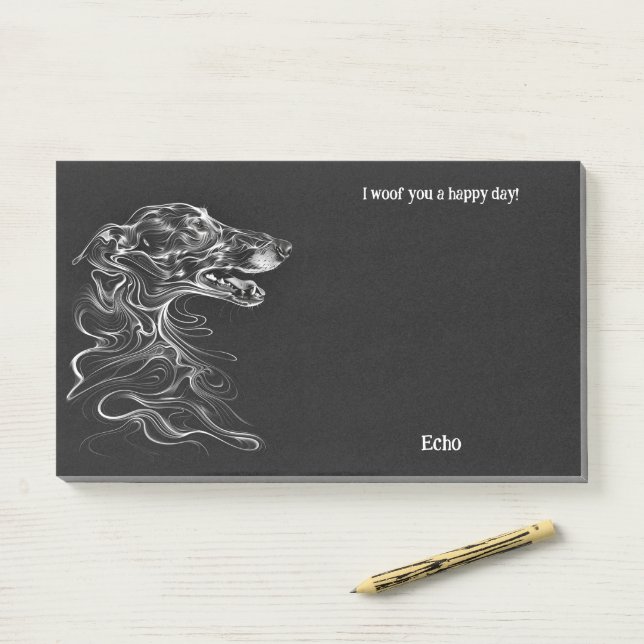 Borzoi Abstrakt Art Dog Name Post-it Klebezettel (Auf Schreibtisch)