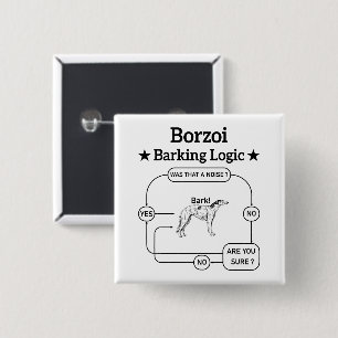 Borzoi Barking Logic Funny Dog Owner Sarcastic Button