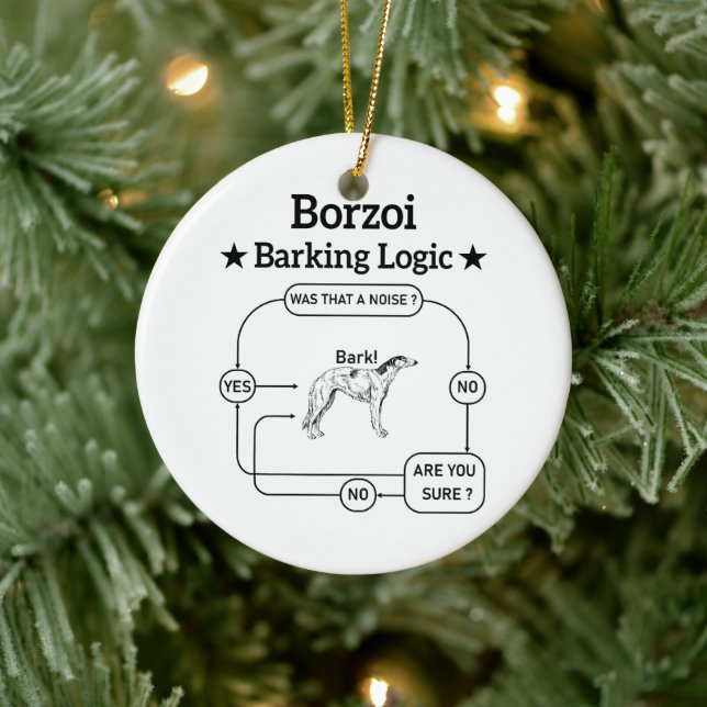 Borzoi Barking Logic Funny Dog Owner Sarcastic Keramik Ornament (Baum)