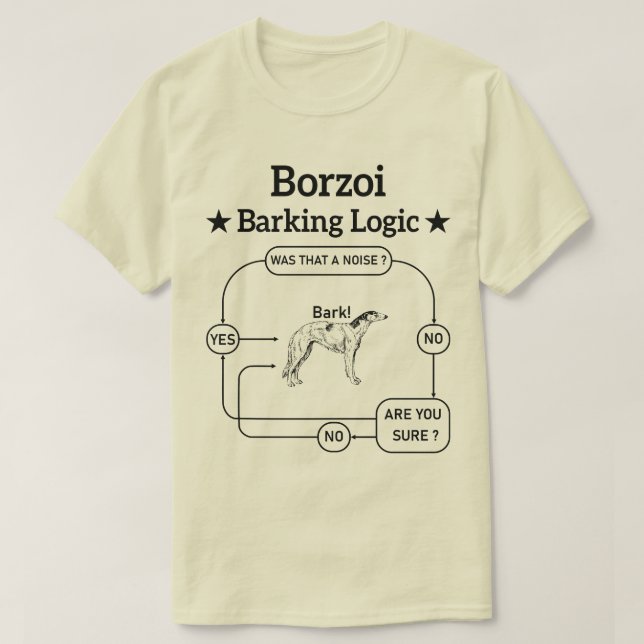 Borzoi Barking Logic Funny Dog Owner Sarcastic T-Shirt (Design vorne)