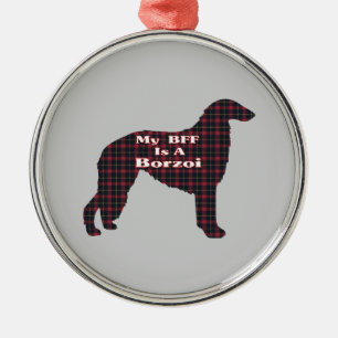 Borzoi-BESTE FREUNDIN Silbernes Ornament