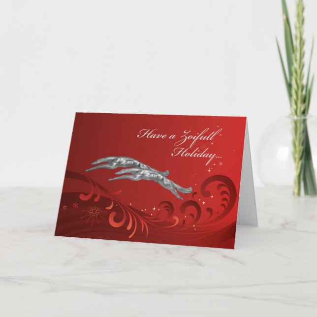 BORZOI CHRISTMAS CARD FEIERTAGSKARTE (Vorderseite)