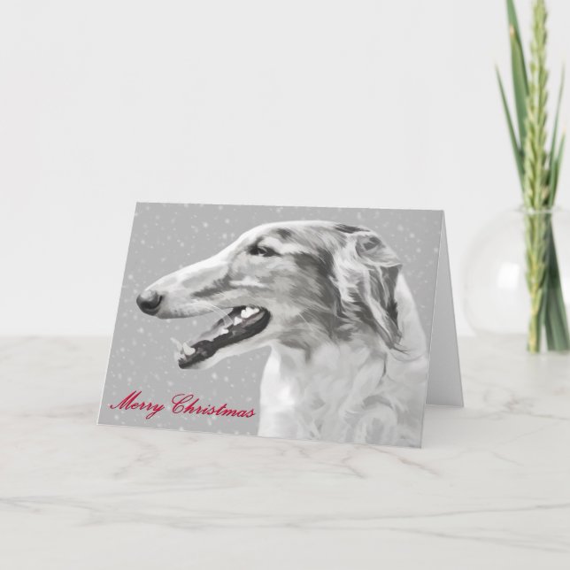 Borzoi Christmas Grußkarten Feiertagskarte (Vorderseite)