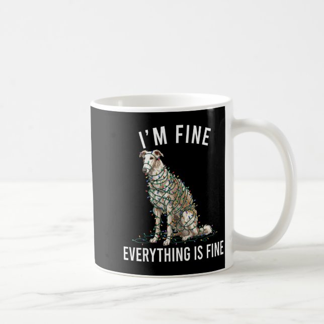 Borzoi Christmas I'm Fine Everything Is Fine  Kaffeetasse (Rechts)
