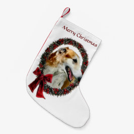 Borzoi Christmas Wreath Kleiner Weihnachtsstrumpf